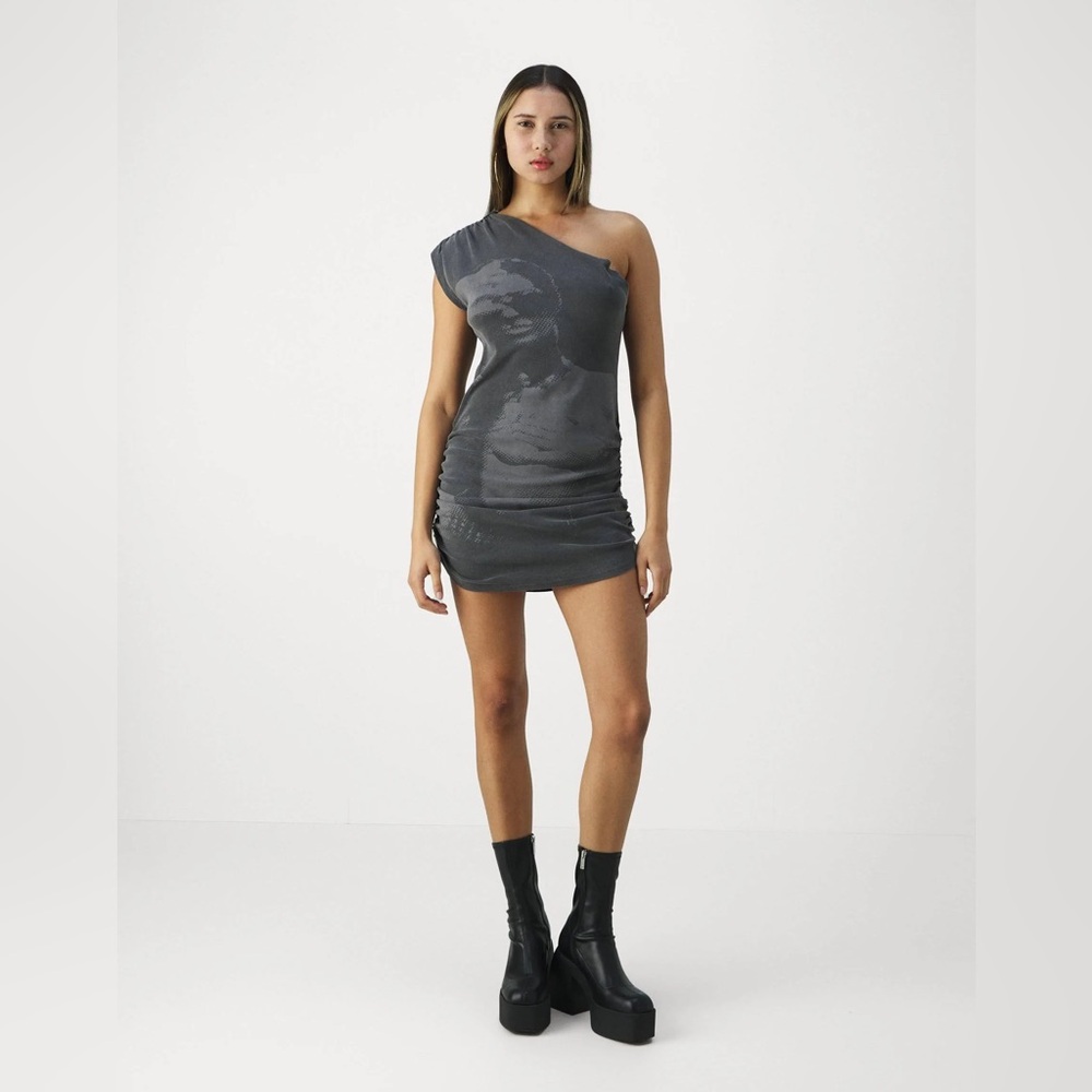 Jaded London 90’s glamour rock grunge after dark one shoulder mini dress Size 10
